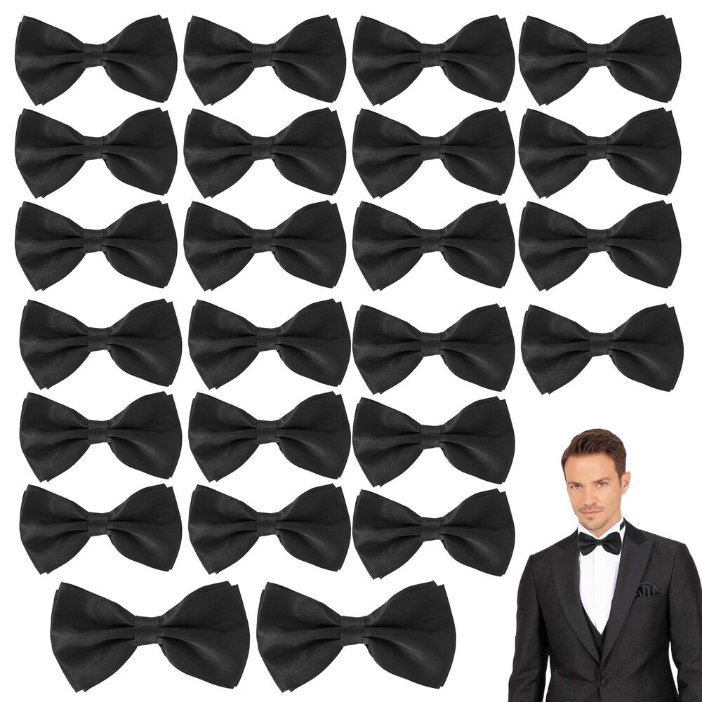 9146 24 Pcs 's Bow Satin Solid Ties Formal with Adjustable Neck Band Bow
